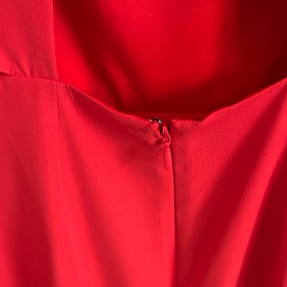 H by Halston Red Orange Maxi Dress Cutout Back Flutter Cape Sleeves Size 4 - Picture 9 of 12